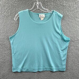 Kathie Lee Collection Womens Top Extra Large Blue Sleeveless Pullover‎ Shirt